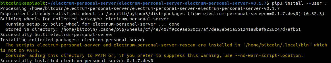 Install Electrum Personal Server with Python Pip